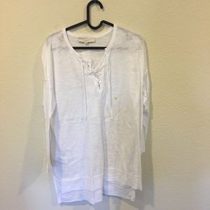 LOFT Tops - NWT LOFT white lace up long sleeve top LOFT Tops - NWT LOFT white lace up long sleeve top